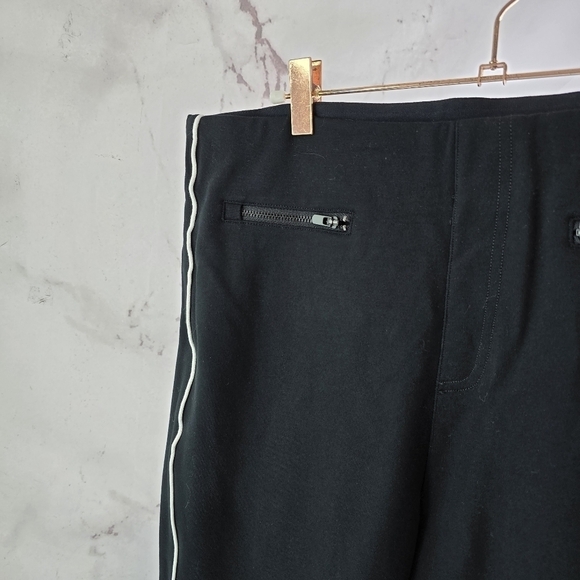 Spanx Pants Womens XL Black White Ankle Piped Skinny Ponte Crop High Rise Zip - Picture 2 of 12